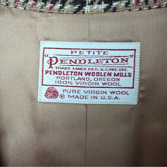 Vintage Pendleton wool plaid tan and red blazer size 6 - Picture 3 of 10